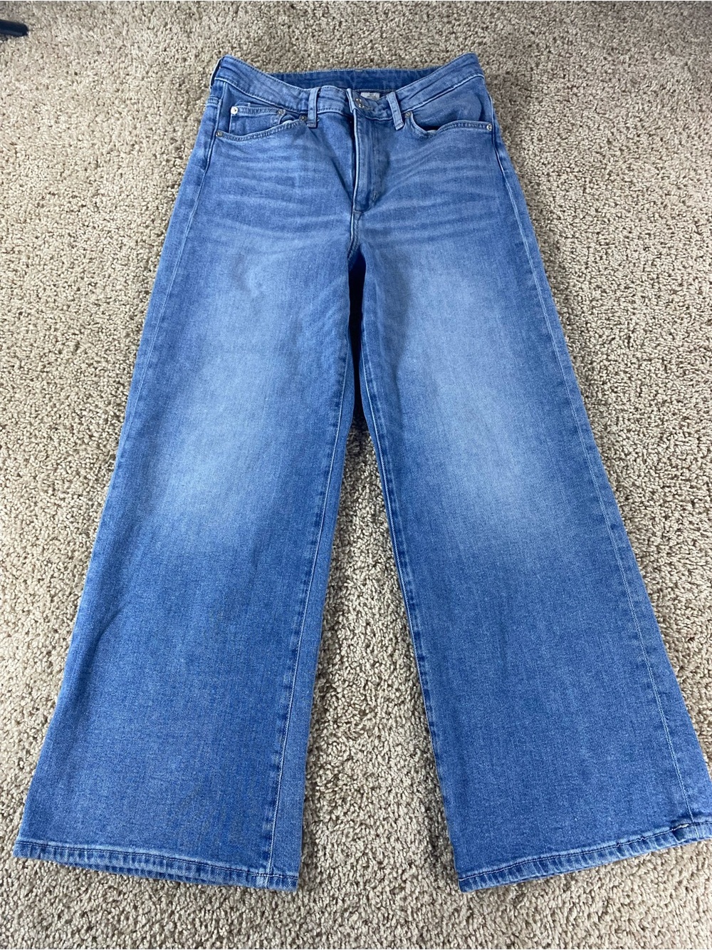 H&M High Waist Ankle Length Wide Leg Size 6 Blue Jean Pants